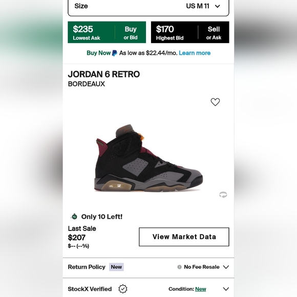 Men's NIKE AIR JORDAN RETRO 6 BORDEAUX 🔥 🔥 🔥 NEW - Picture 6 of 6